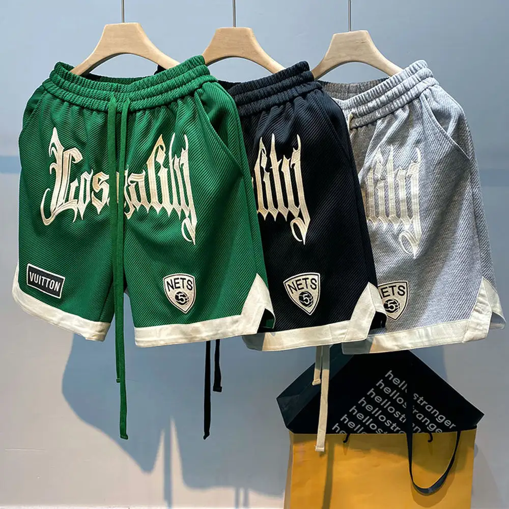 Custom Poly Basketball Short Plain Design Double Layer Training Twill Shorts Letters Embroidery Men's Sports Shorts