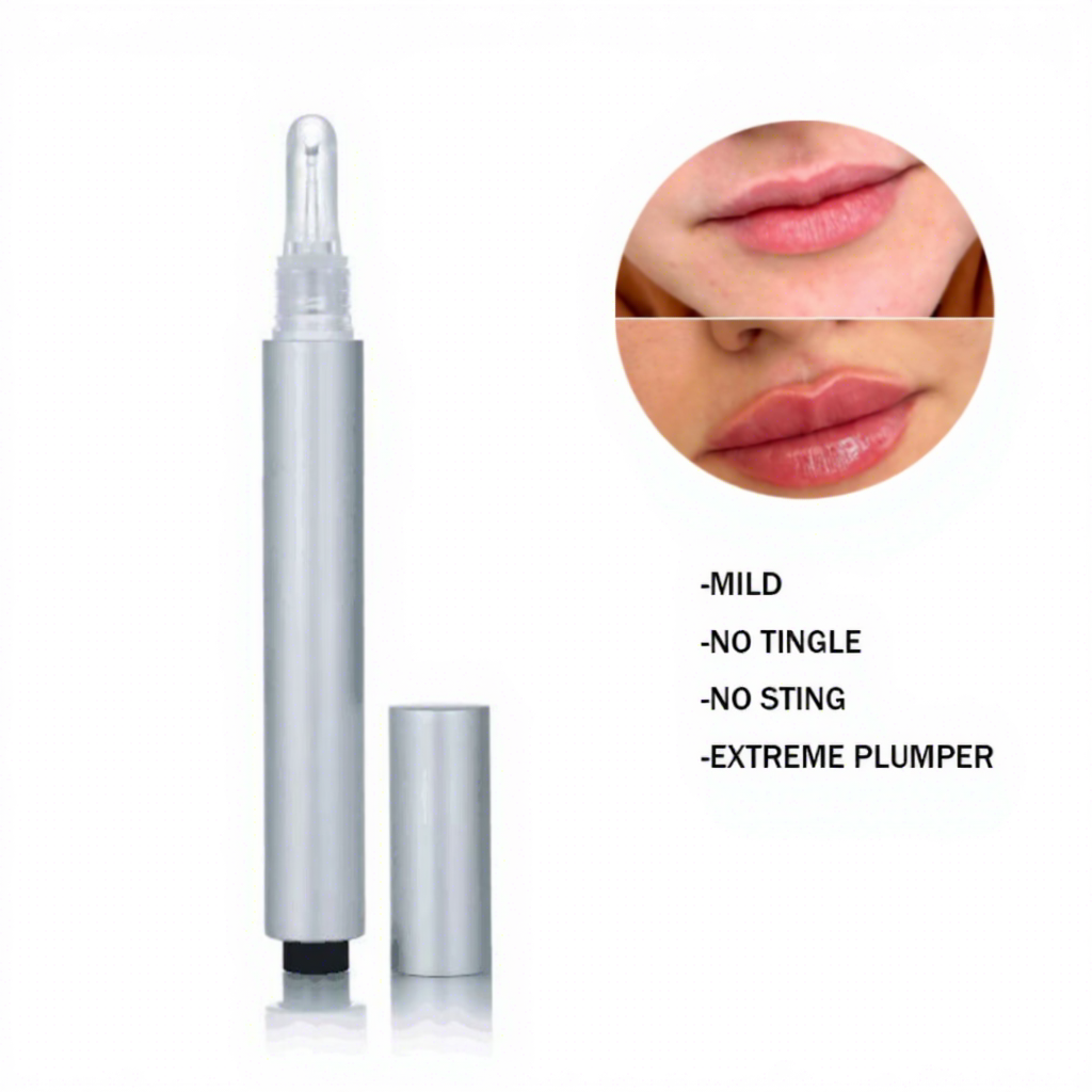 Voluminizador de labios de colágeno en tubo plateado mate