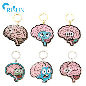 Bán Sỉ Móc Khóa Tráng Men Não <span class=keywords><strong>Sagittal</strong></span> Mạch Kim Loại Móc Chìa Khóa Điện Não Cô Gái Lấp Lánh Màu Hồng Biểu Tượng Tùy Chỉnh Móc Chìa Khóa - Product Image 1