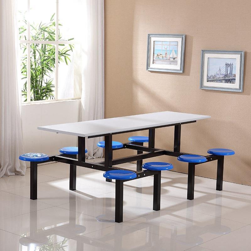 Fireproof board tabletop 8-person round stool