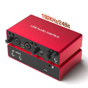 マイク録音192kHz USBオーディオインターフェイスサウンドカード、48Vファントムパワーポッドキャスト付き - Product Image 1