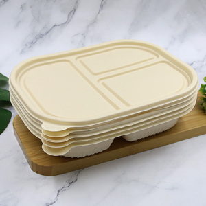 持ち帰り用コーンスターチ3コンパートメント弁当ランチボックス使い捨て堆肥化可能食品包装容器蓋付きスナックボックス - Product Image 3