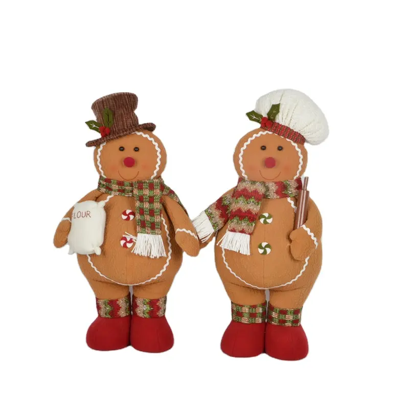 Decorazioni natalizie in piedi mattarello in legno peluche morbido regalo omino di pan di zenzero per la decorazione domestica