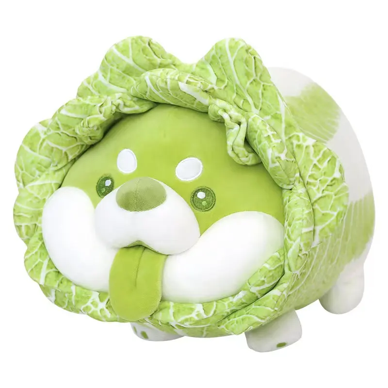 Custom stuffed toy Chinese Cabbage Shiba Inu Plush Pillow Cute Cabbage shaped Dog Plush Toy Gifts for Kids