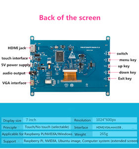 Panel de pantalla táctil Tft Lcd Monitor de pantalla Lcd Tft de 7,0 pulgadas para Raspberry Pi