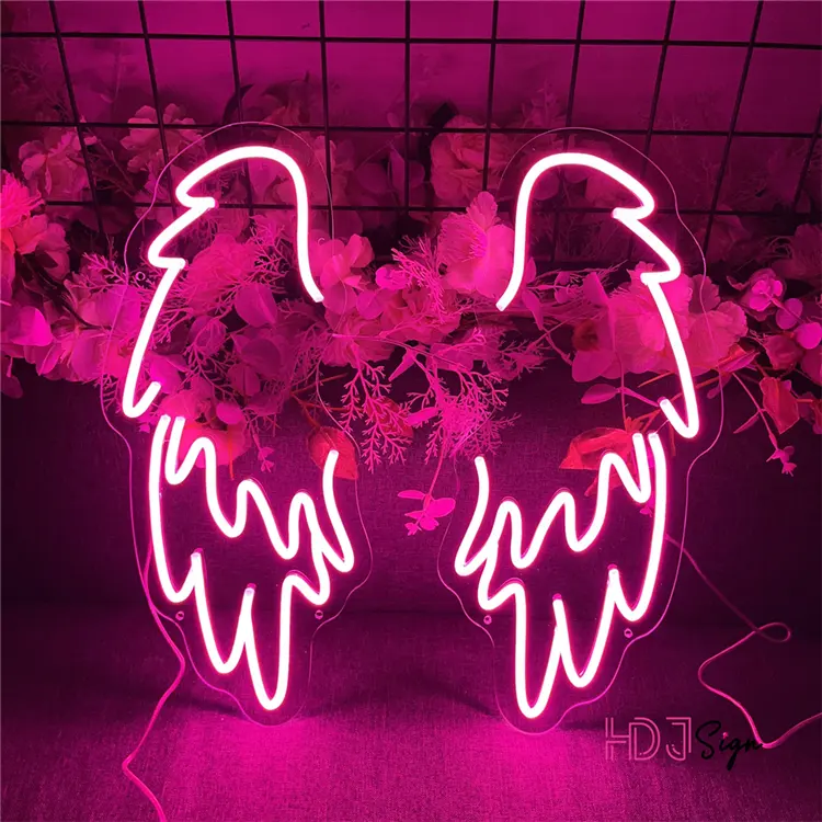 Dropshipping Free Design Etsy Bestseller Handmade Custom Angel Wings Neon