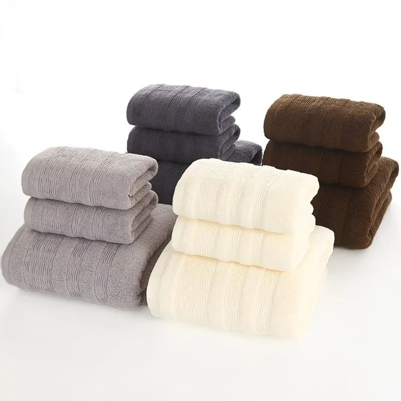 4 Pcs 100% Natural toalla de mano de algodón Toalla baño conjunto Brown nuevo
