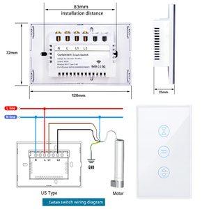 US Standard Tuya Intelligent Curtain <strong>Switch</strong> Intelligent <strong>Touch</strong> <strong>Switch</strong> <strong>Digital</strong> Control Curtain <strong>Switch</strong>