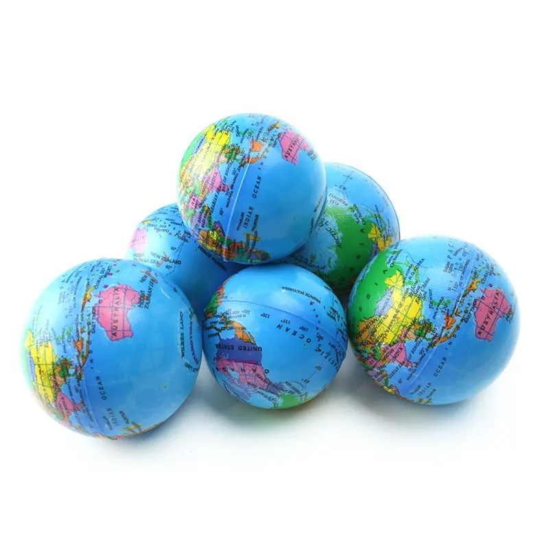 治療教育玩具ラウンドアースボールアースバウンシーボールハンドエクササイズボール世界地図グローブ、小さな高バウンスおもちゃボール