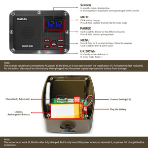 Alarma de alerta de vibración silenciosa-Sensor de movimiento inalámbrico RF de 800m para seguridad encubierta en el Hogar y Negocios - Product Image 2