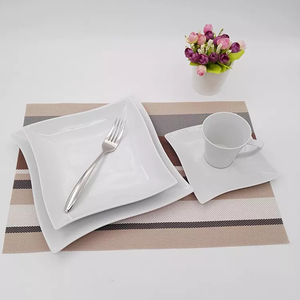 20 Pcs High Quality Modern Porcelain Plain White Dinner <strong>Ware</strong> <strong>square</strong> Daily Ceramic Dinnerware Set - Product Image 4