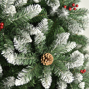 人工植毛クリスマスツリー雪に覆われた松ぼっくり赤いベリーフェスティバルの装飾屋外の木の装飾 - Product Image 5