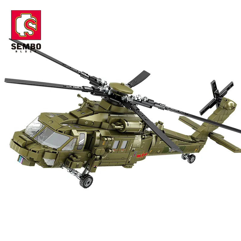 كتلة Sembo بسلسلة طائرات هليكوبتر حربية طراز طائرة جندية أطقم كتل البناء