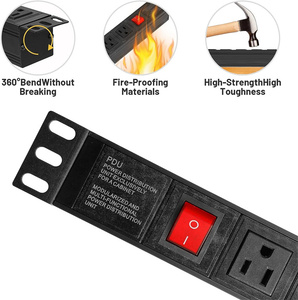 1U 19 pollici USA tipo 15A PDU 6 presa presa di corrente con interruttore per Server Rack - Product Image 4