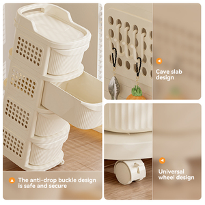 Xinhang 2/3/4/5 lớp lưu trữ phòng khách giỏ lưu trữ Kem Thời Trang lưu trữ giỏ ngăn kéo phong cách lưu trữ giỏ hàng với bánh xe phổ quát - Product Image 6