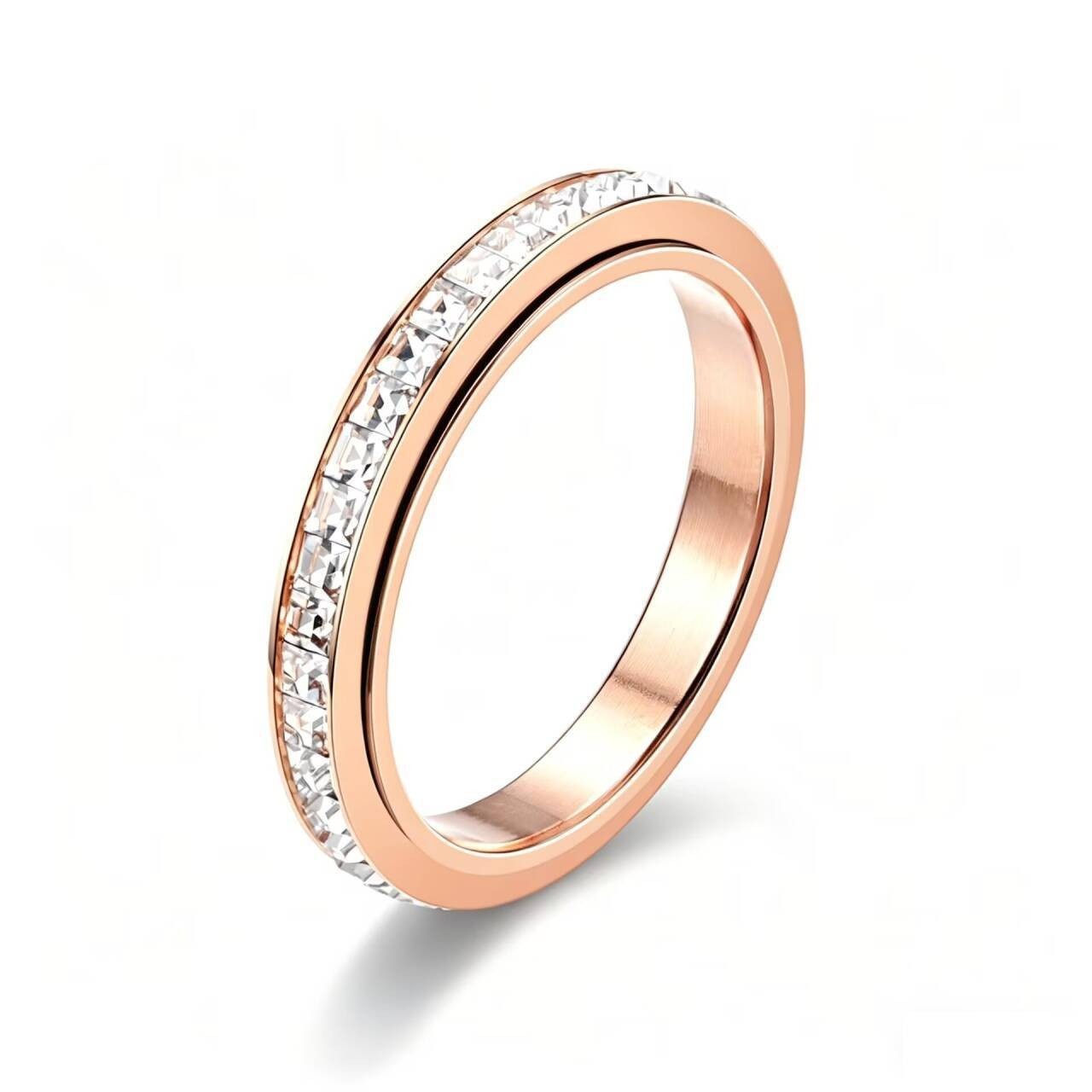 Or Rose-Noir - Rotatif - Bague Diamant Carrée
