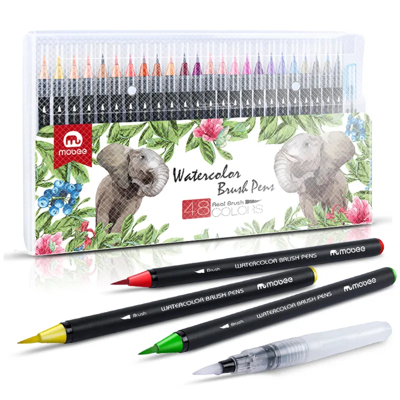 Student drawing water-based 48 colors painting permanent pen set brush watercolor marker