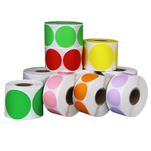 Custom Bright <strong>Red</strong> Round <strong>Color</strong> <strong>Coding</strong> Circle Dot Labels on a Roll Semi-Gloss Diameter Sticker Removable - Product Image 1