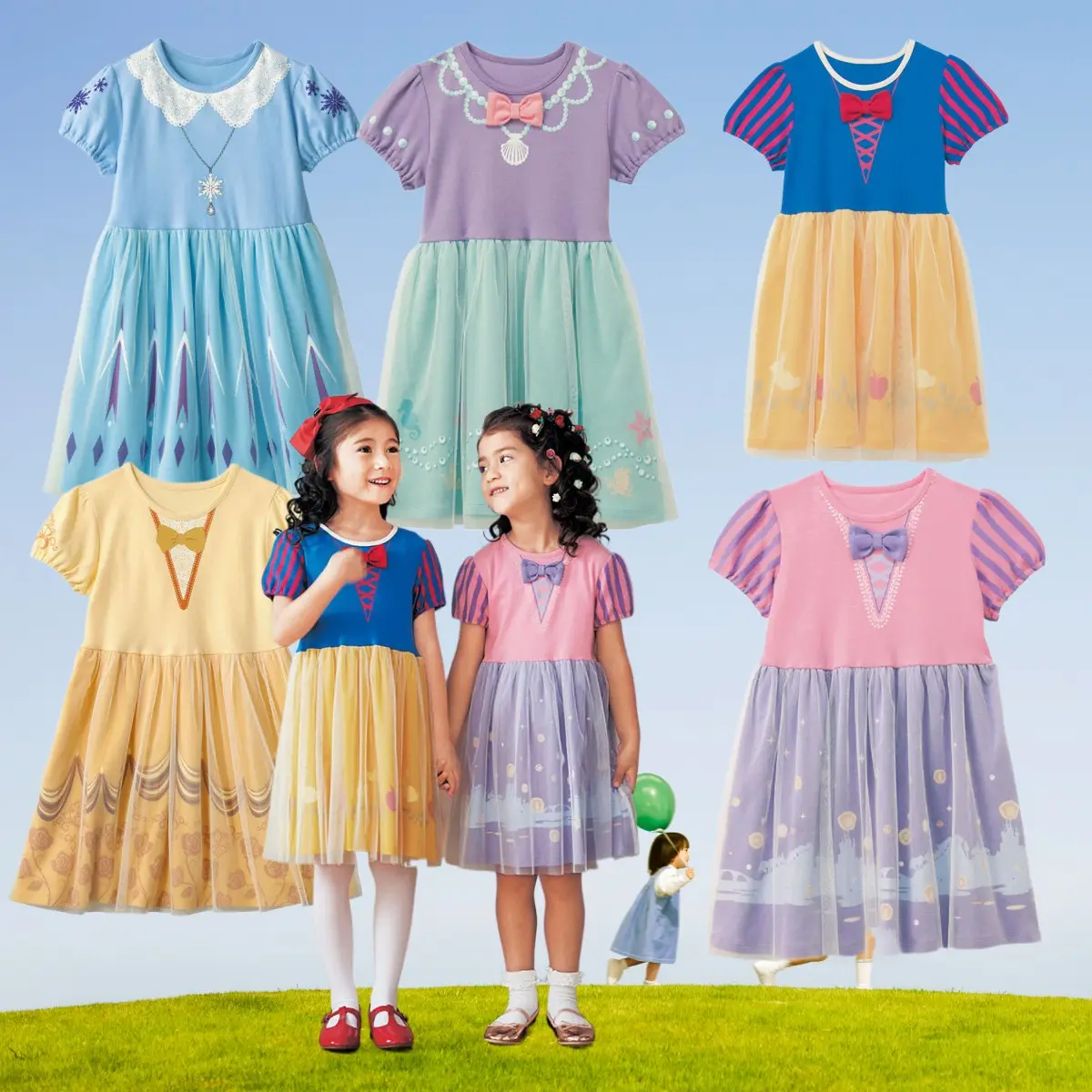 Vestido de algodón puro de media manga para niños y niñas, de 1 año vestido amarillo para niñas, vestido de princesa para niños y niñas, vestido de verano con diseño pintado