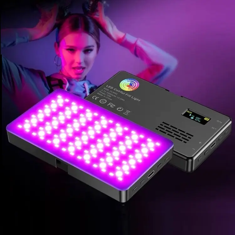 12W RGB LED Video ışıkları DSLR tam renkli dolgu ışığı kısılabilir etkisi Youtube Vlog ışığı