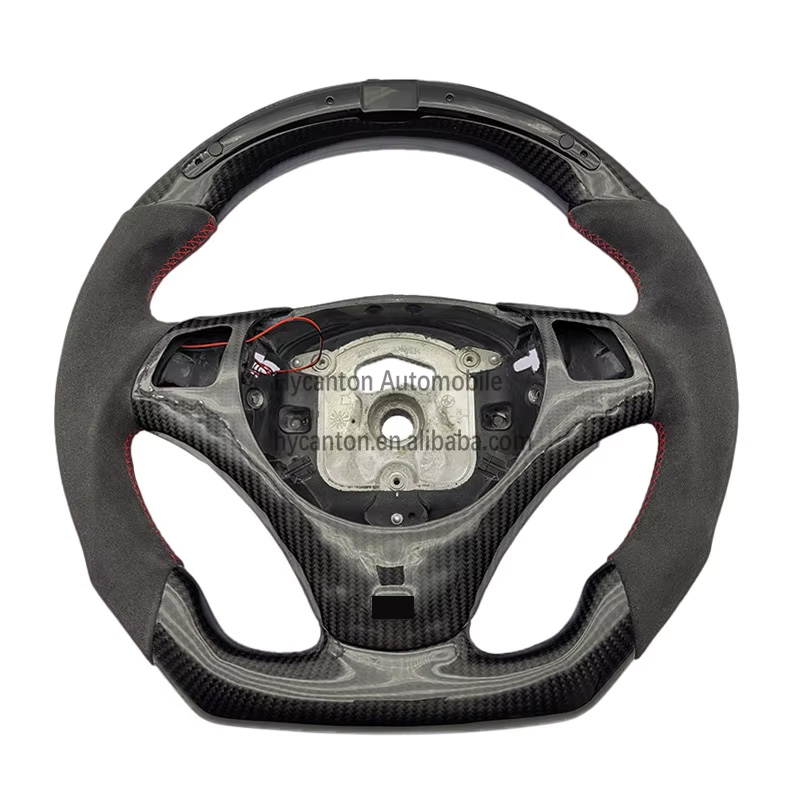 With holes+Alcantara+carbon fibre+LED+red stitching