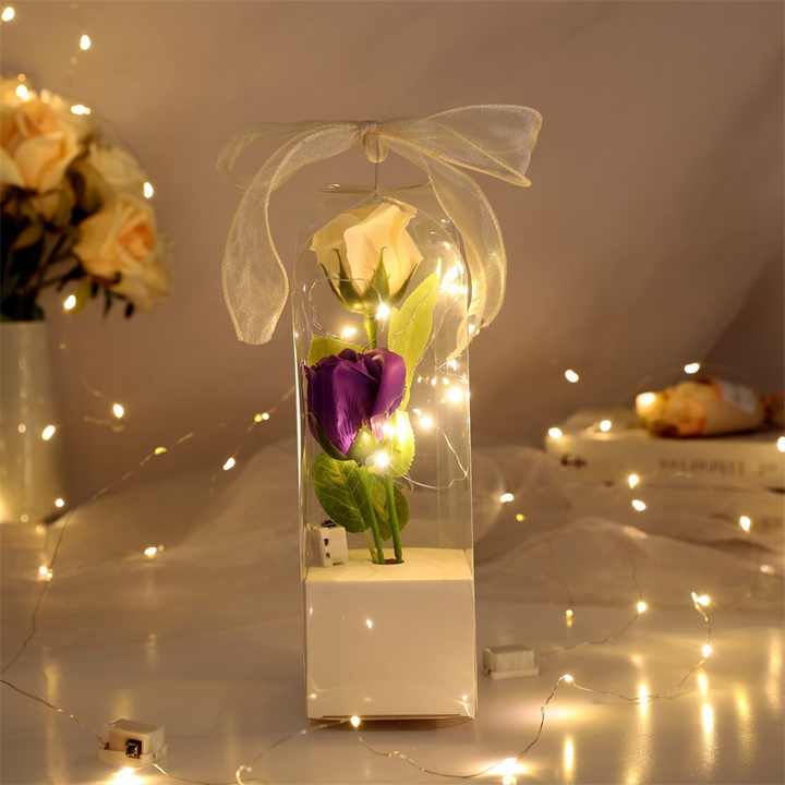 Girls Mothers Led Light Artificial Flower Bouquet Valentins Rose Soap Flowers Mother Day Gift 2024