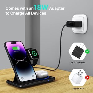 Mobile Phone 15w Fast 3 in 1 Wireless <strong>Charger</strong> Foldable 3 in <strong>One</strong> 1 Stand Wireless Charging iphone Samung Smart Cell Phone - Product Image 5