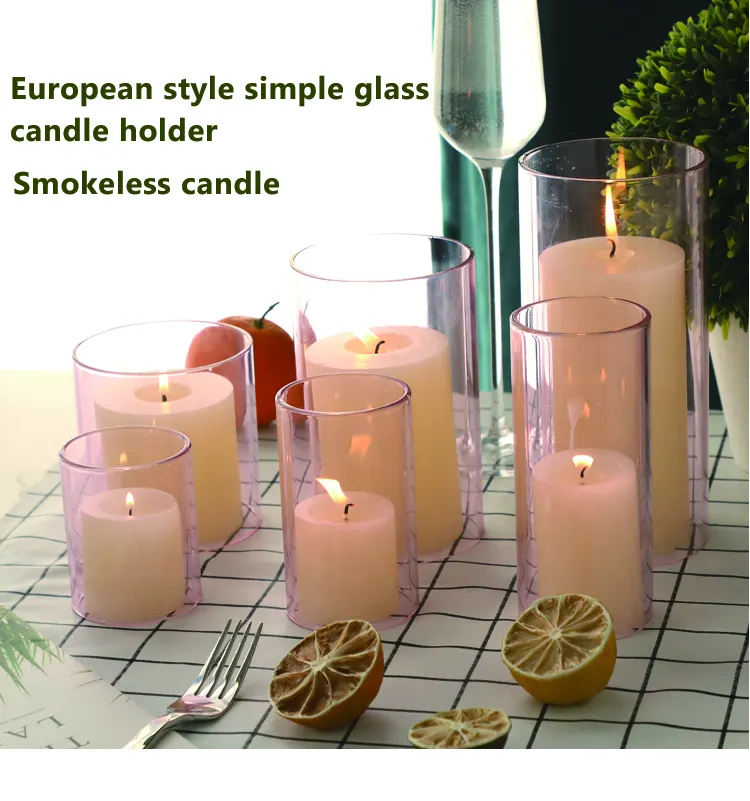 Suporte de vela de vidro transparente, material excelente de design exclusivo