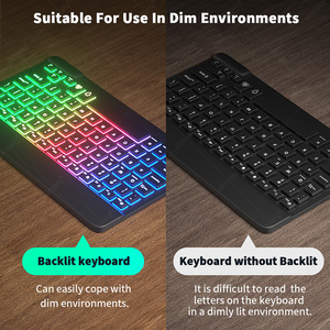 Teclado retroiluminado arcoíris para tableta Android, iOS, Windows, ratón, conjunto inalámbrico árabe, ruso, coreano, para iPad, nuevo