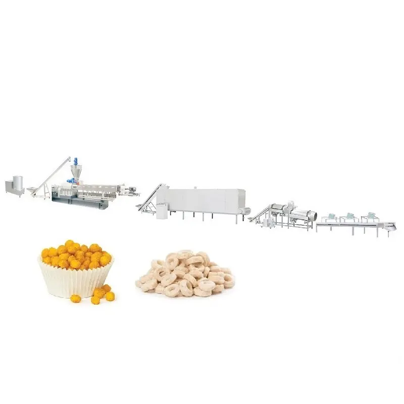 Máquinas de producción de bocadillos de maíz a base de cereales con sabor a chocolate popular africano, extrusora y secadora de licuadora
