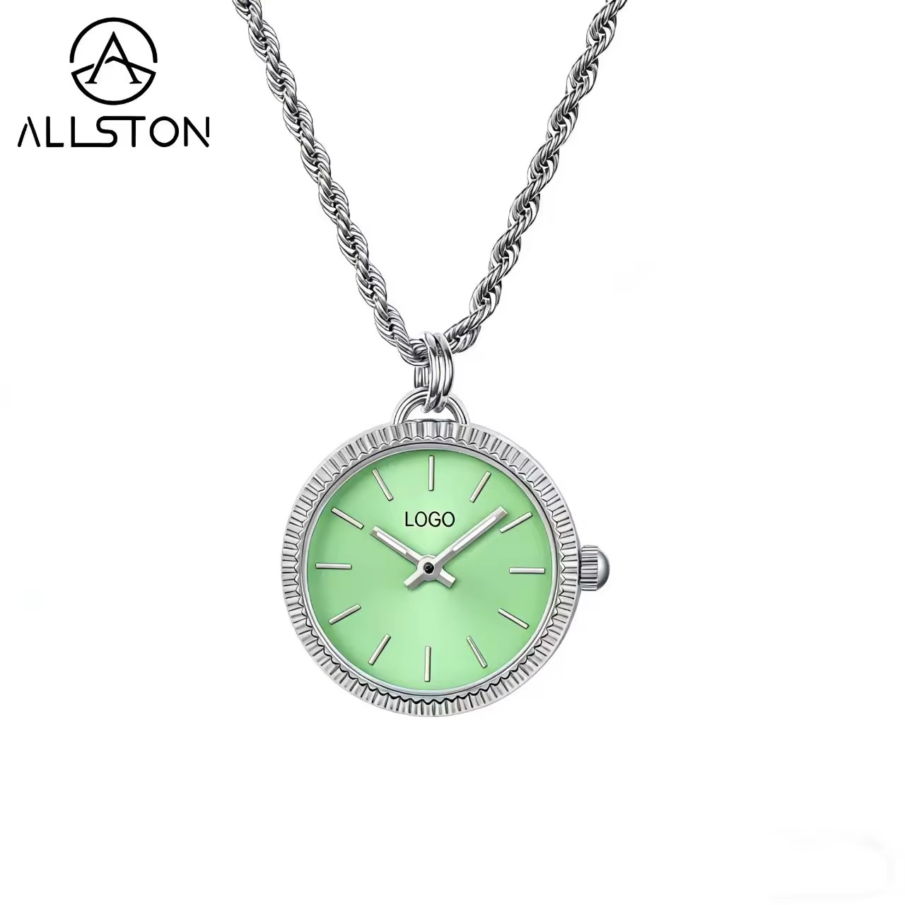 Boîtier argenté + cadran soleil vert clair/017