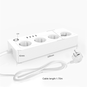 Toma de corriente múltiple con 4 compartimentos y 4 puertos USB, protección contra sobretensiones e interruptor, tira de Alimentación inteligente con wifi para la UE