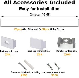 Kesilebilir artı boyutu U şekli LED alüminyum kanal sistemi sütlü kapak uç kapakları montaj klipleri akıllı şerit ışıkları - Product Image 5