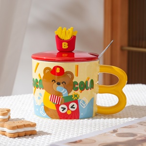 Yaratıcı yeme sevimli ayı desen seramik kahve kupa cips kapak M şekli kolu ile 350 ml kapasiteli süt kupası - Product Image 5