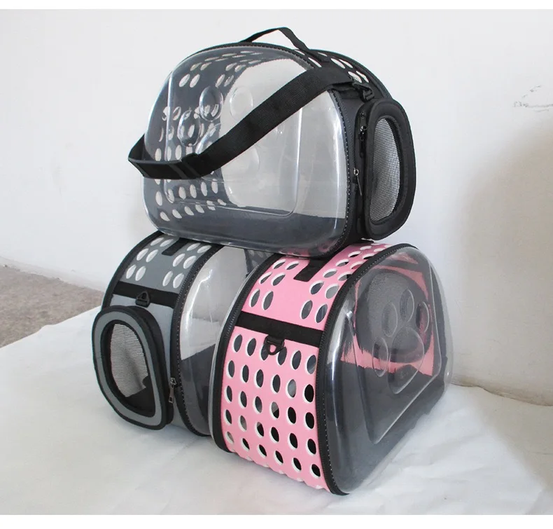 pet dog cat traveling fashion transparent Eva foldable pet dog cat travel carrier bag