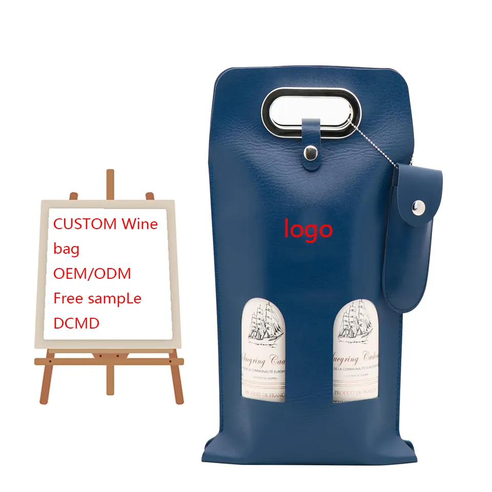 PU étui en cuir bière bouteille de vin sac isotherme avec fermeture éclair porte-bouteille couverture sac extérieur sacs à main Logo personnalisé