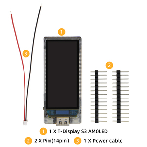 LILYGO TTGO T-Display S3 AMOLED Touch ESP32-S3プログラム可能な開発ボード、1.91インチOLEDディスプレイフラッシュ16MB PSRAM 8MB - Product Image 6