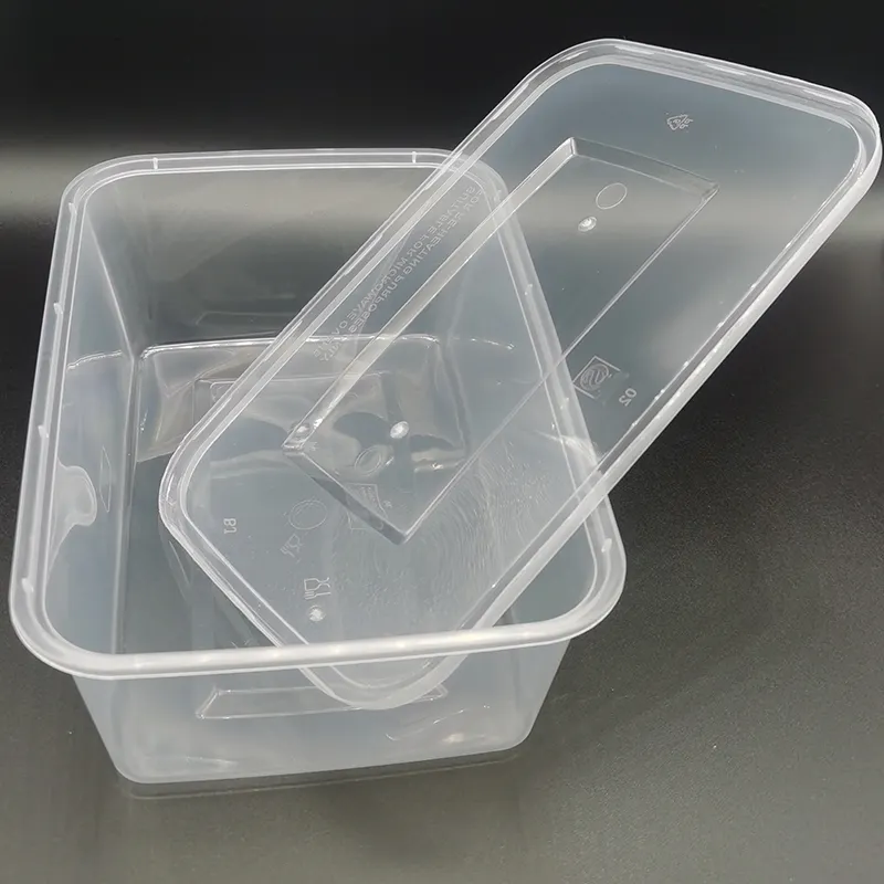 Aanpasbare 500Ml 750Ml 2000Ml Rechthoekige Doorzichtige Magnetrowavable Pp Wegwerp Afhaalmaaltijden Plastic Lunchbox Voedselcontainers Met Li
