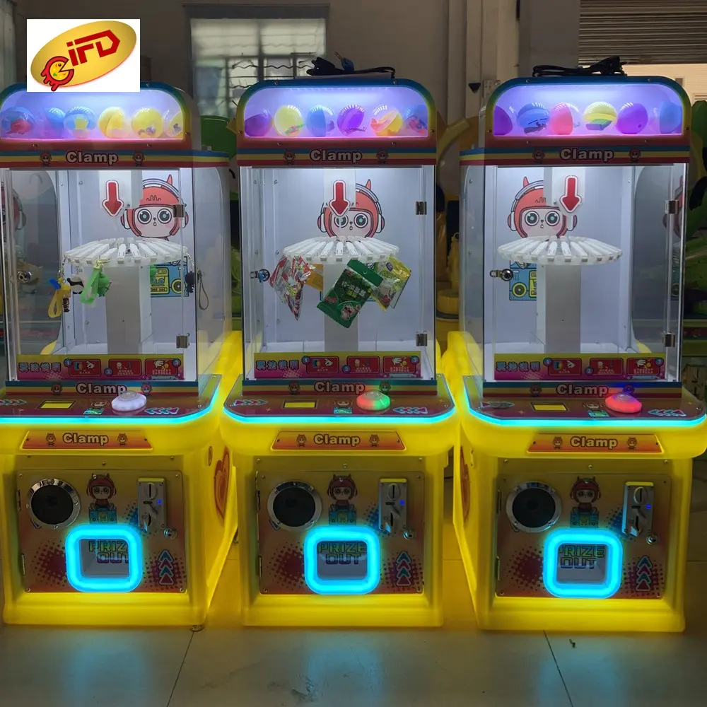 Ifd máquina de brinquedo, mais novo clipe feliz jogo operado de moedas, máquina de presente de lojas, máquina de venda