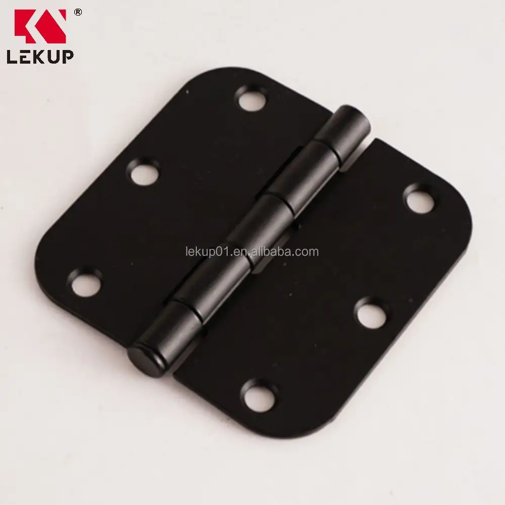 Accesorio de Hardware Muebles Esquina redonda Bisagra cuadrada Personalización Casa DE SEGURIDAD Bisagra empotrada Bisagras de puerta negras mate de 3,5 pulgadas