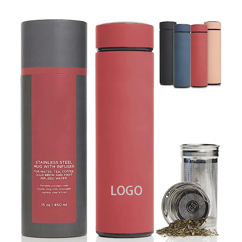 Frascos portáteis Vacuum Tea Thermos Garrafa De Água De Aço Inoxidável Garrafa De Infusor De Chá De Viagem Caneca De Chá Para Negócios Publicidade Presente