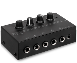 Mini amplificador de auriculares HA400 de 4 canales, amplificador de Audio estéreo ultracompacto con adaptador de corriente de 10MHz, amplificador de auriculares para música - Product Image 1