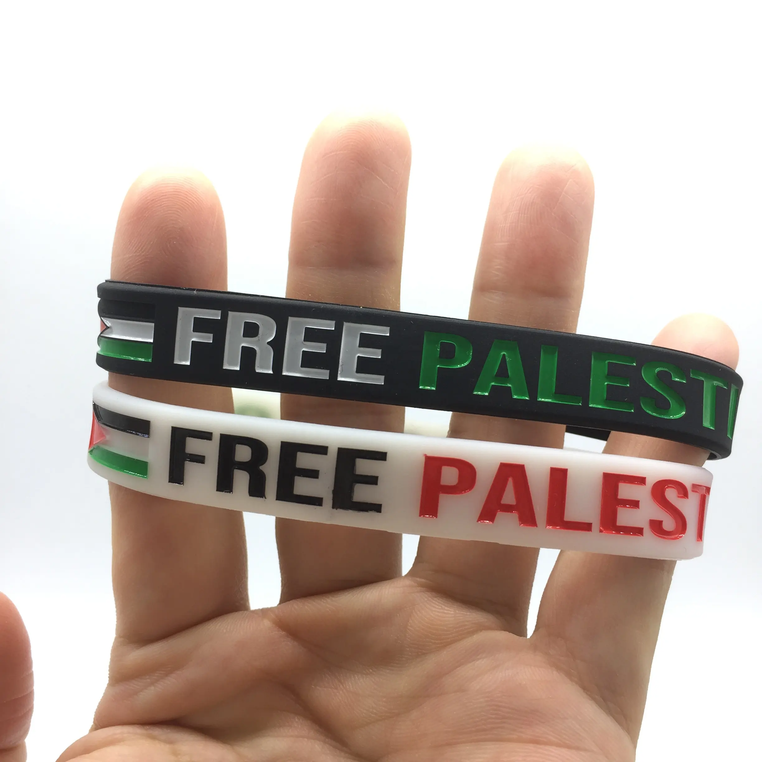 Atacado Top Quality Price Custom Rubber Elastic Wristband Palestina Pulseira De Silicone com Bandeira De Países