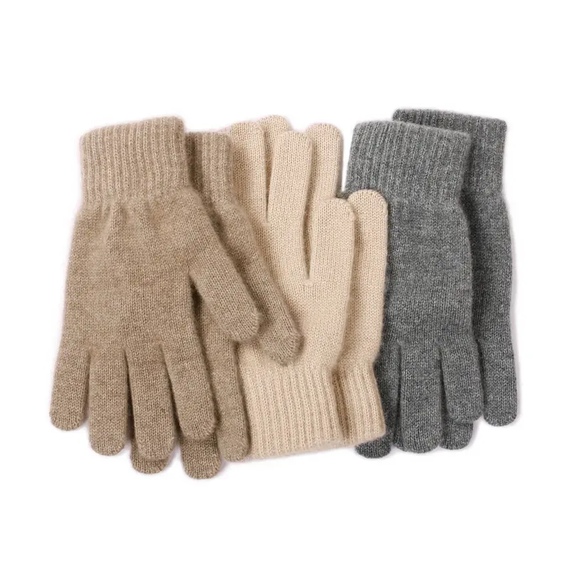 Gants épais en cachemire unisexe pour l'hiver 100%, chauds, tricotés, couleur camel, pour les sports de plein air.