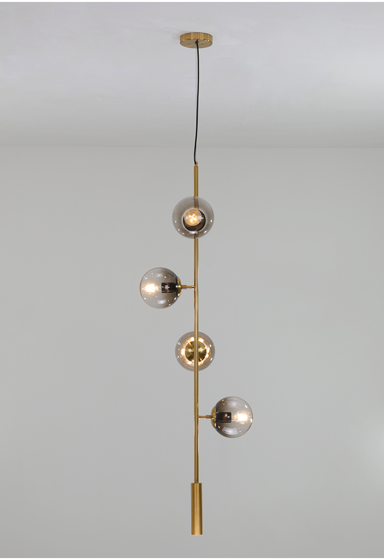 Nordic Postmodern restaurant bedside decorative smoky gray glass ball chandelier