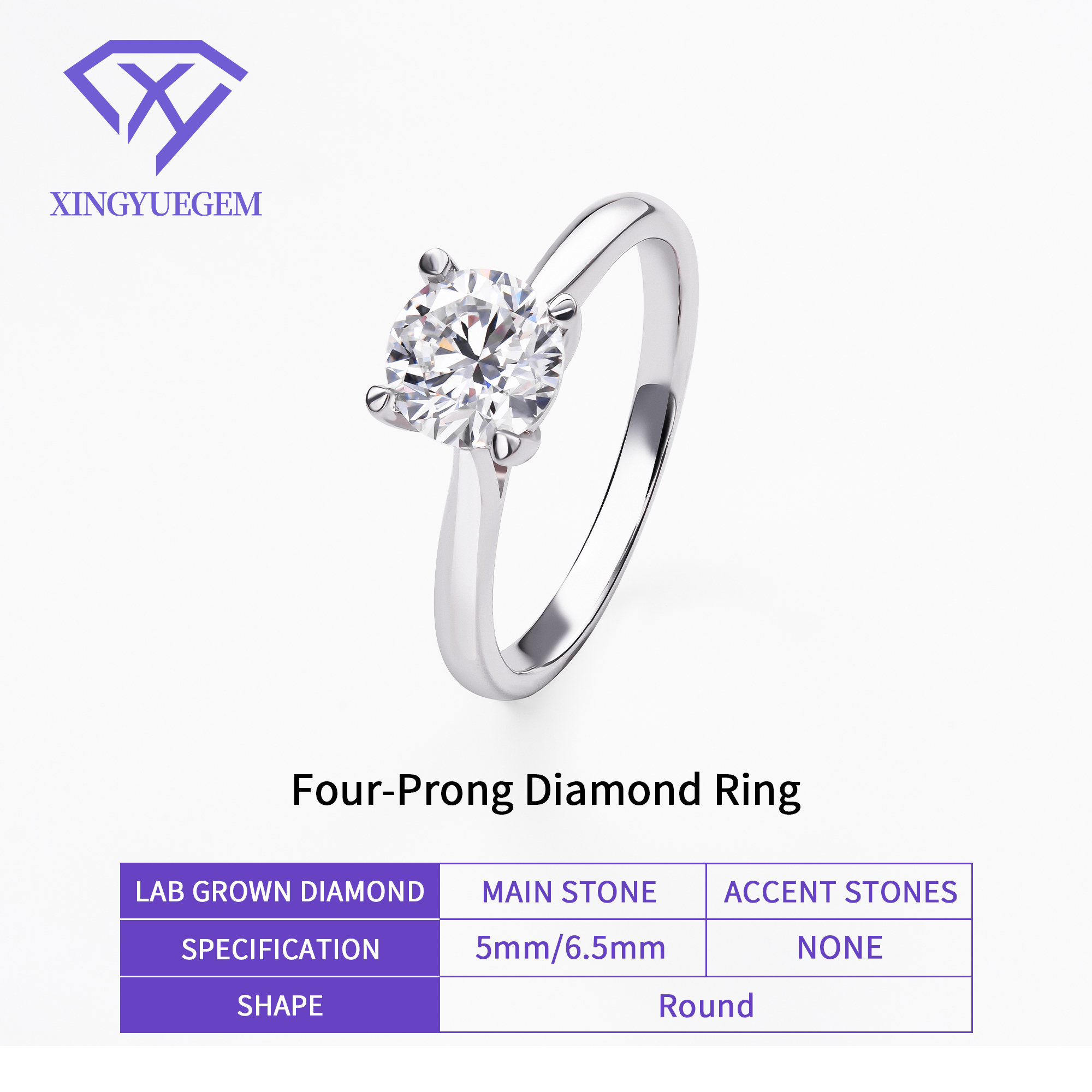 Bague en diamant à quatre griffes