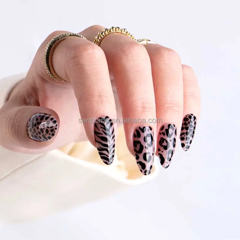 Senbima – faux ongles imprimés léopard, vente en gros, ongles artificiels colorés