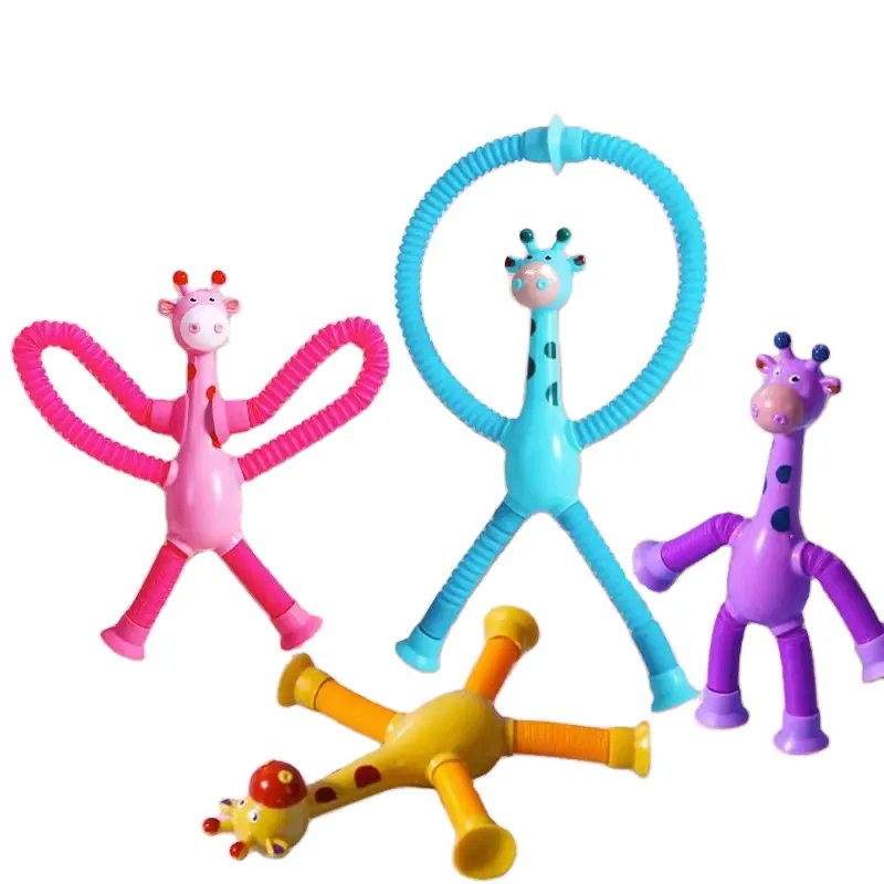 2024 nuevos tubos sensoriales Pop para niños pequeños ventosa telescópica jirafa juguete Fidget Squeeze juguete para niños niñas