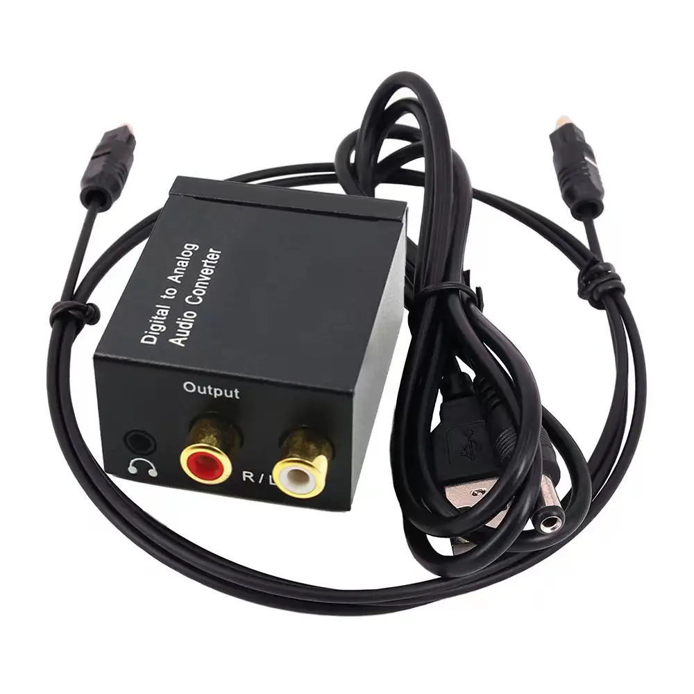 2023 Digitaler Coax-Optischer zu Analogem mit 3,5 mm Audio R/L RCA Audio-Übersetzer mit Usb-Ladekabel und Optisches Kabel USB-Kabel