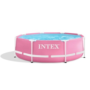 Intex 28292 Size 8' X 30&quot; /244cmX76cm Round Pink Metal Frame Above Ground Swimming Pool <strong>Set</strong> With Filter Pump for <strong>Familly</strong> - Product Image 2